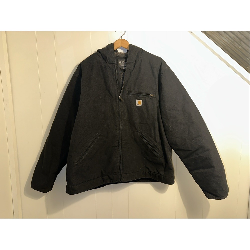 Men's Carhartt Jacket Relaxed Fit 2XL Sherpa Lined Black OJ4392-M Hood